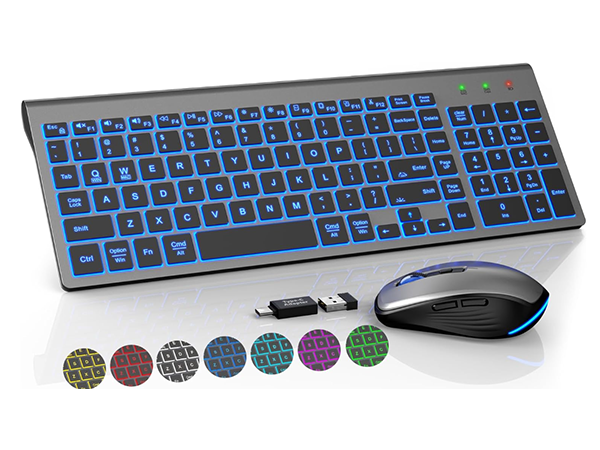 slim wireless keyboard and mouse backlight
