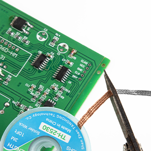 Multiple views of green circuit boards showing electronic components, chips, and circuitry mounted on the surface.