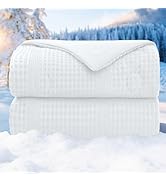 bedsmile Waffle Weave Cooling Comforter Queen Size, Q-Max 0.45 Reversible Cooling Blanket for Hot...