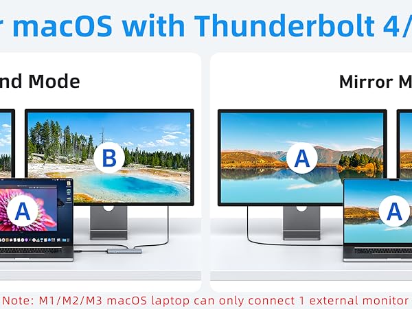 USB C Video Hub USB C to USB C Hub Dual Monitor USB C Splitter with 4K@60Hz Video Output