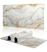 Large Mouse Pad White Gold Marble Texture Gaming Mousepad Desk Pad Mat for Keyboard and Mouse, La...