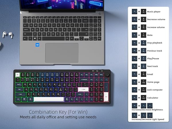 Wireless Low Profile Keyboard Membrane Quiet Keyboard with Number Pad