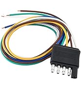 Oyviny 5 Way Flat Trailer Wiring Harness Plug with 22 inch Wire Lead Trailer End Durable 5 Pin Ma...
