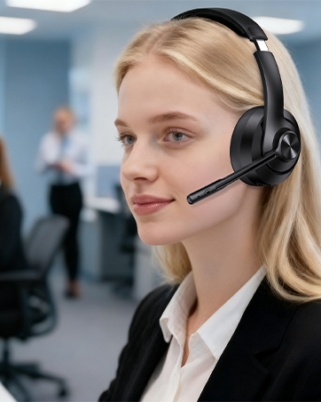 wireless headset with mic for work bluetooth computer headphones office call center lightweight