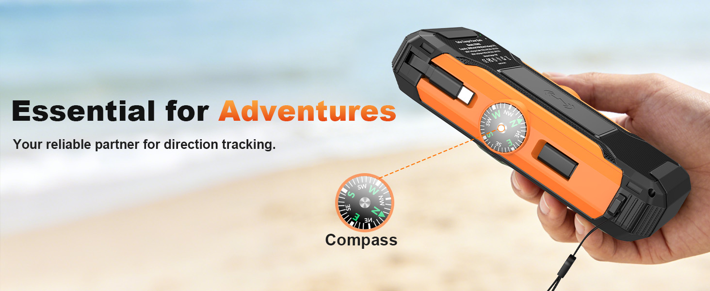 portable solar power bank is an indispensable item in your travel gear. Hand-Crank Solar Power Bank