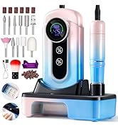 Professional Electric Nail Drill Kits 45000RPM Gradient Blue Portable Cordless 3-in-1 Nail File M...