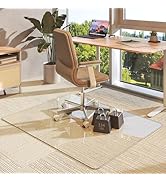 Batuso Tempered Glass 40" x 30" Round Corner Glass Chair Mat with Polished Edge, Heavy Duty Hard ...