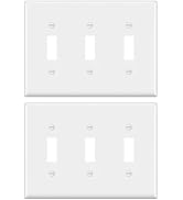 Triple Light Switch Wall Plate,Toggle Light Switch Cover Plate,Smooth Face, White,3-Gang Standard...