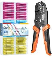 Wire Crimping Tool for Heat Shrink Connectors, Preciva AWG20-10 Ratcheting Wire Crimper Tool Kit ...