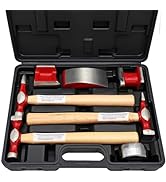 PASBAS 7 Piece Auto Body Repair Kit,Hammer and Dolly Tools with Carbon Steel on Wood Handles,Perf...