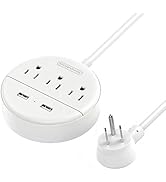 Flat Plug Power Strip with USB Ports, NTONPOWER Nightstand Desktop Charging Station with 5ft Shor...