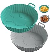 ME.FAN Air Fryer Silicone Liners for 4 to 7 QT [2 Pack] Reusable Air Fryer Basket with Handles &amp; ...