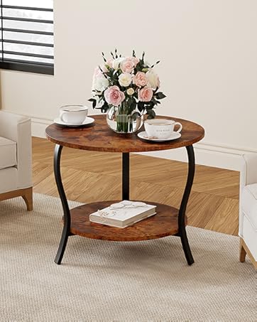 Small Round Coffee Table with Open Storage