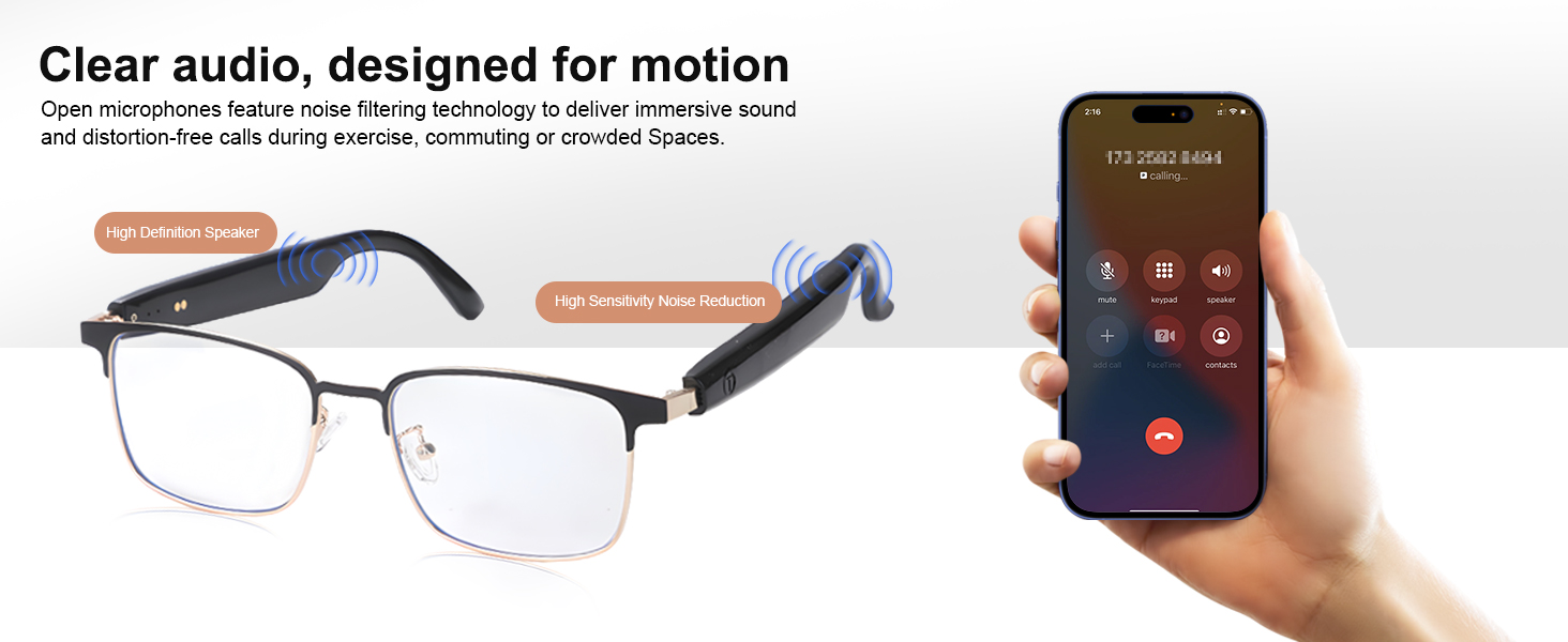 AI translation glasses for men &amp;amp; women, smart bluetooth glasses with open-ear design