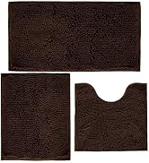 AINAHYVA Bathroom Rugs Chenille Bath mat 3 Piece Set, Super Absorbent, Strong PVC Non Slip Backin...