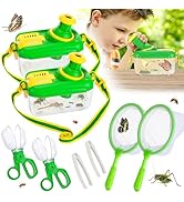2Sets Bug Kids Catcher - Sturdy Kids Catching Kit with Retractable 360° Rotatable Magnifying Glas...