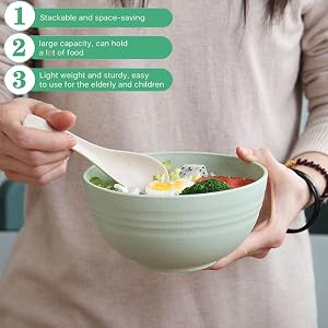Unbreakable Cereal Bowls - 24 OZ Wheat Straw