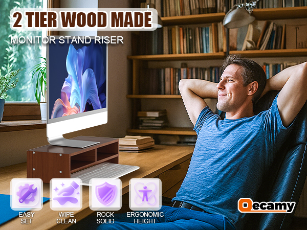2 TIER WOOD MADE MONITOR STAND RISER