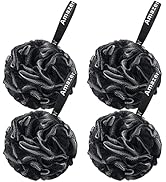 AmazerBath Bath Shower Loofah Sponge 75g/PCS Bath Sponges for Men Exfoliating- Set of 4 Black Spo...