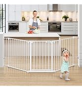 COMOMY 80" Extra Wide Baby Gate, Dog Gate for House Stairs Doorways Fireplace, Auto Close Pet Gat...