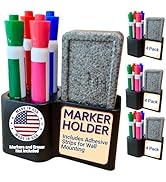 Storage Theory Magnetic Dry Erase Marker Holder – Sleek Whiteboard Accessories for Markers &amp; Eras...