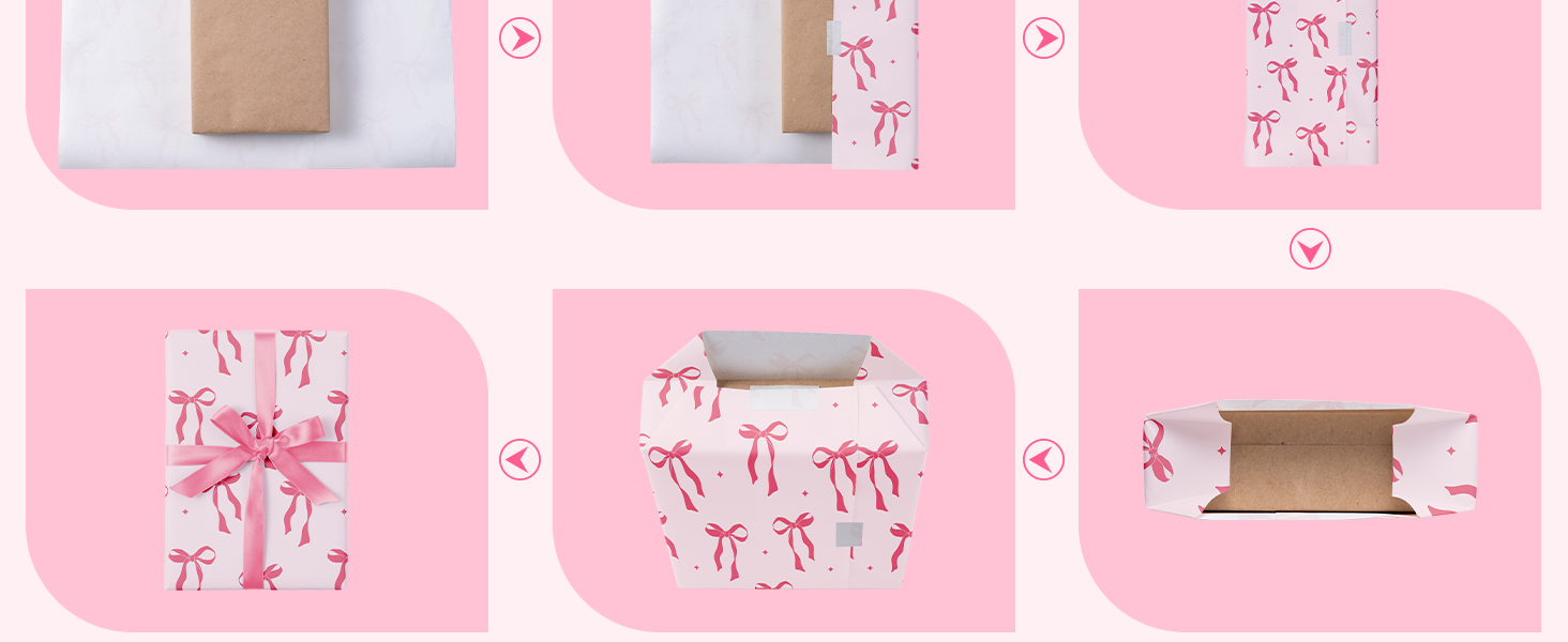 WRAPAHOLIC Pink Bow Wrapping Paper