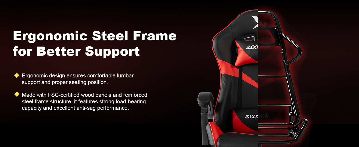 steel frame structure gaming chair