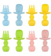 8 Pack Baby Utensils, Silicone Baby Led Weaning Utensils Toddler Utensils for Self Feeding Baby F...