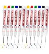 LYXMYGS 12 PCS Long Head Deep Hole Marker Pens,20mm Long Nib Marker,Longs Nose Markers,Waterproof...