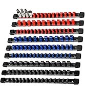 AMM 9-Piece Socket Organizer, 1/2 inch, 3/8 inch and 1/4 inch Drive socket holders organizers,Hea...