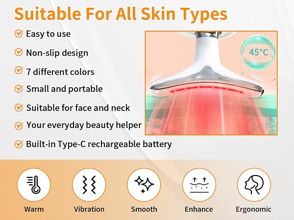7 Color Face Neck Massager for Skin Care