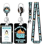 Hancynir Lanyards for Id Badges, Dumpster on Fire Badge Holder with Retractable Reel Clip, Funny ...