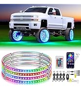 Nilight 4PCS 15.5inch LED Wheel Ring Lights RGB with APP and Remote Control Neon Lights Million C...