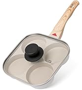 MyLifeUNIT Egg Pan, 4-Cup Egg Frying Pan with Lid, Nonstick Aluminium Alloy Egg Cooker for Breakf...