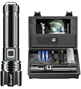 Goreit Super Bright LED Flashlight - 30W Output for 50000 Lumens &amp; 3937ft Beam, USB-C Rechargeabl...