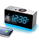iTOMA Alarm Clock Radio with Bluetooth Speaker, FM Radio, Dual Alarm with Snooze, Large LED Displ...