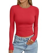Trendy Queen Womens Long Sleeve Shirts Crop Tops Fall Fashion 2025 Going Out Basic Winter Clothes