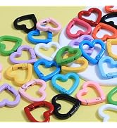 6Pcs Heart-Shaped Spring Keychain Clips, 20mm, Zinc Alloy Carabiner Hooks, Mixed Colors