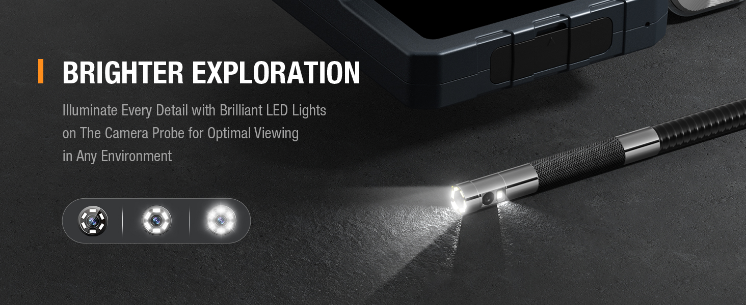 endoscope borescope inspection camera with adjustable LED lights