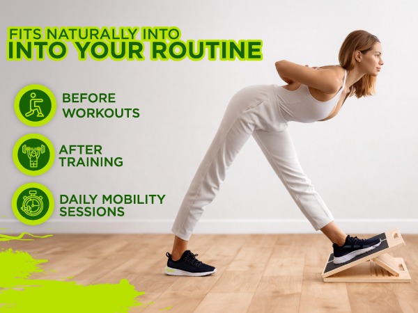 Professional wood slant board for deep calf stretch and physical therapy.