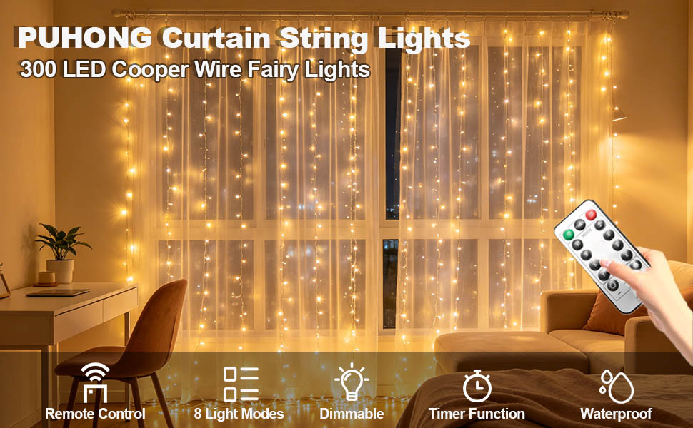 indoor curtain string lights