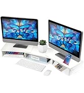 La Jaco Dual Monitor Stand Riser for 2 Monitors, Monitor Stand for Desk, Adjustable Length &amp; Swiv...