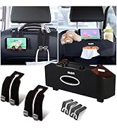 Mu&amp;Ti Multifunctional Car Seat Back Storage Box with 2 Cup Holders, Tissue Box, Hook and Trash Ba...