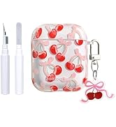 inewateri Compatible for AirPods 2 Case Soft TPU with Cleaner Kit Cute Cherry Bow Design Shockpro...
