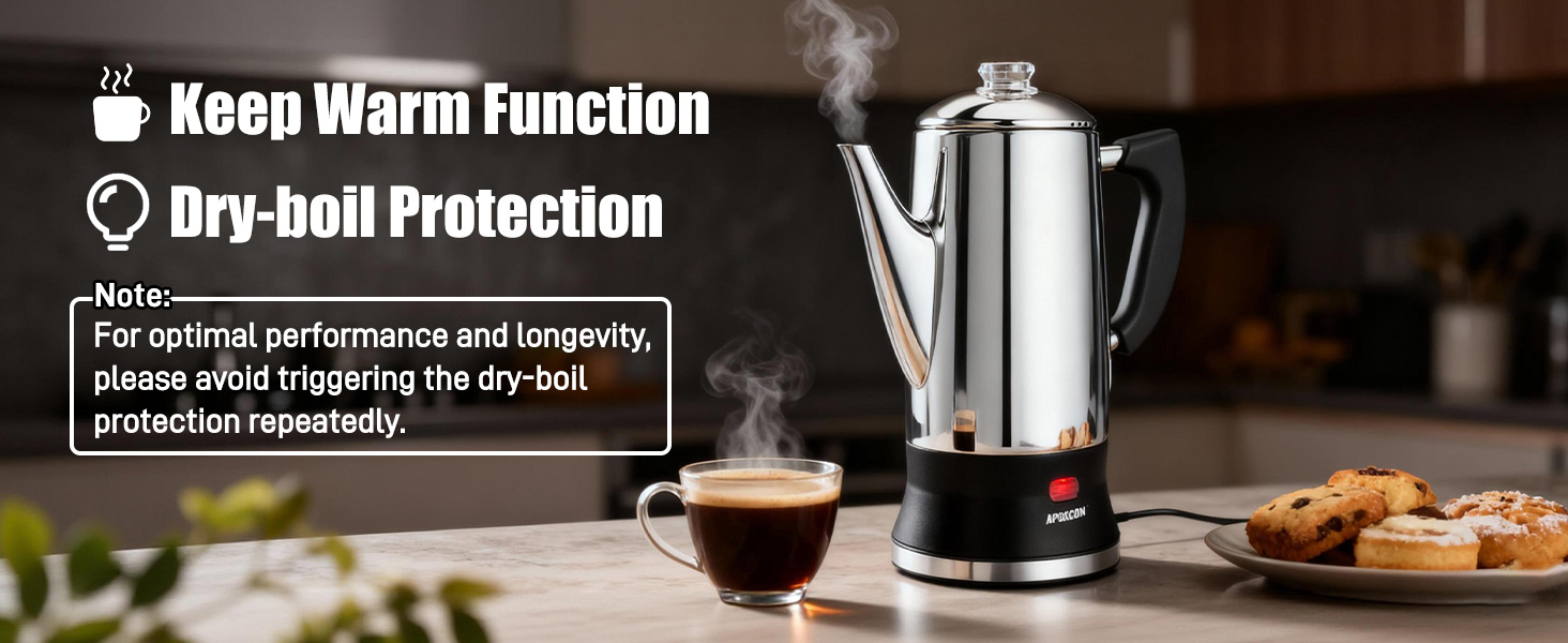 keep warm function and dry boil protection