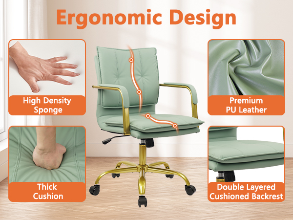 green leather office chair