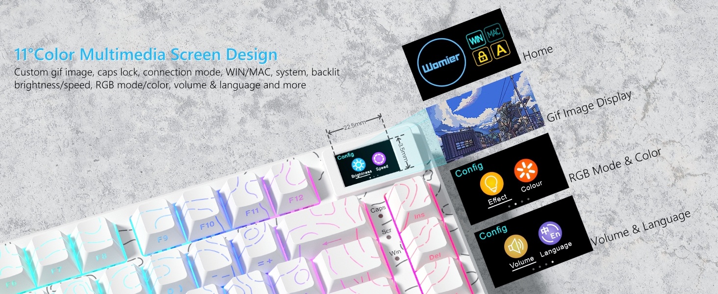 75% Percent Keyboard Mechanical Gaming Keyboard Topographic keycaps