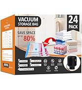 24 Pack Vacuum Storage Bags, Space Saver Bags, Compression for Comforters and Blankets, Plush Toy...