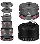 Alocs Camping Cookware Set Camping Gear, Compact Camping Pots and Pans Set, Durable Hard Alumina ...