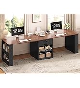 SEDETA 90.5" 2 Person Computer Desk, Long Office Desk with Storage Drawers, Two Person Gaming Des...